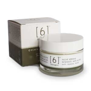 Cremă de noapte intensivă anti-acnee cu acid azelaic 6Biologico, 50 ml, borcan și cutie